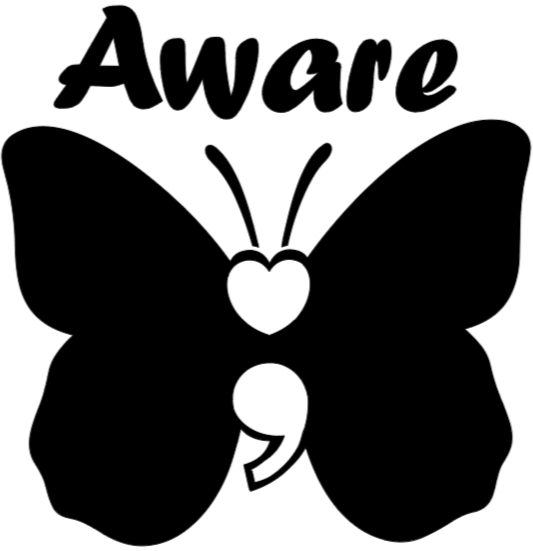 Aware Heart T-shirt: Original Colors/ Black Design
