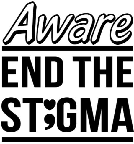 Aware End the Stigma T-shirt #1- original colors/ black design