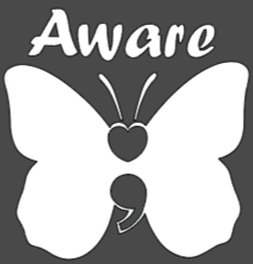 Aware Heart T-shirt: Bright Colors/ White Design