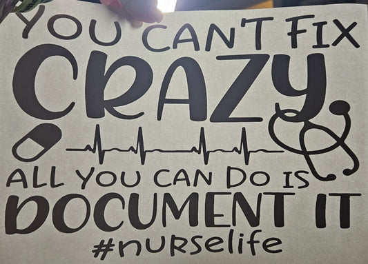 You can't fix crazy all you can do is document it- Nurse Life