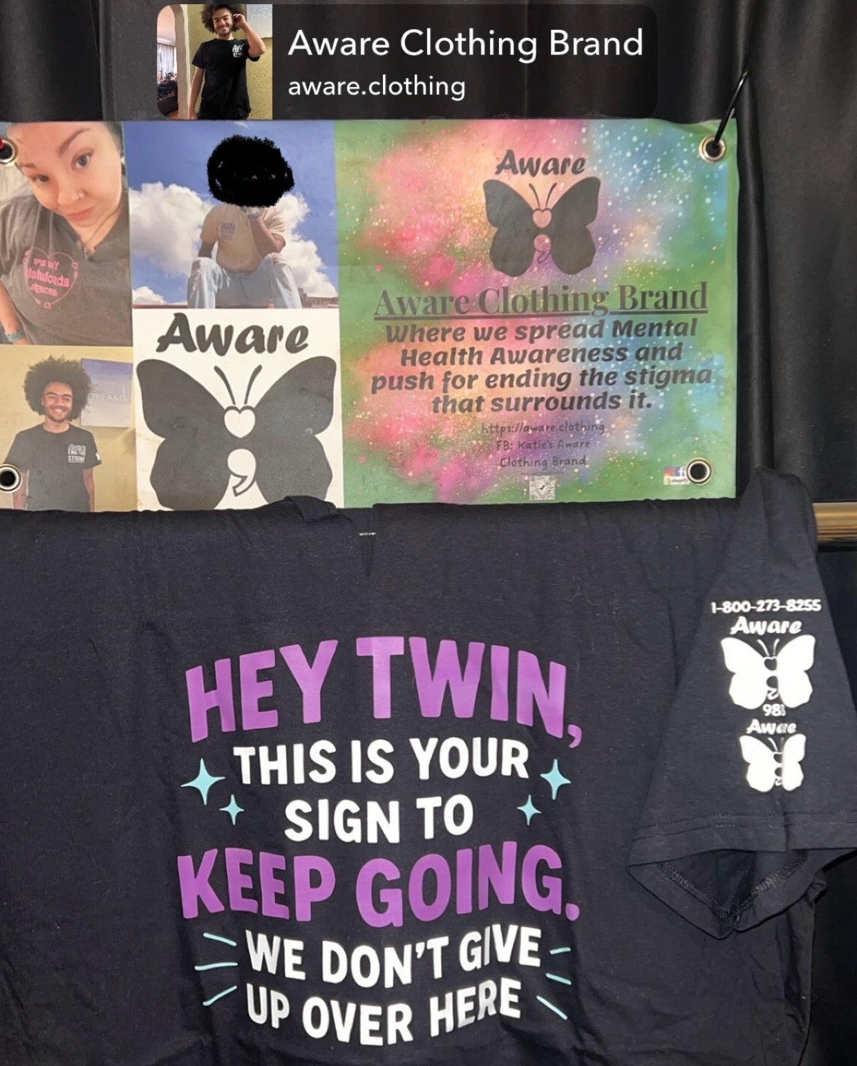 Hey Twin, This is your sign to keep going, We don't give up over here- Purple/teal