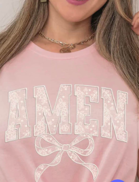 White Amen Lace design