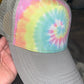 Tie dye trucker hats