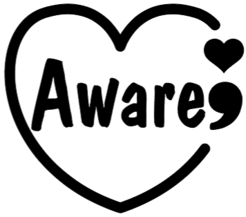 Aware Heart T-shirt: Bright Colors/ Black Design